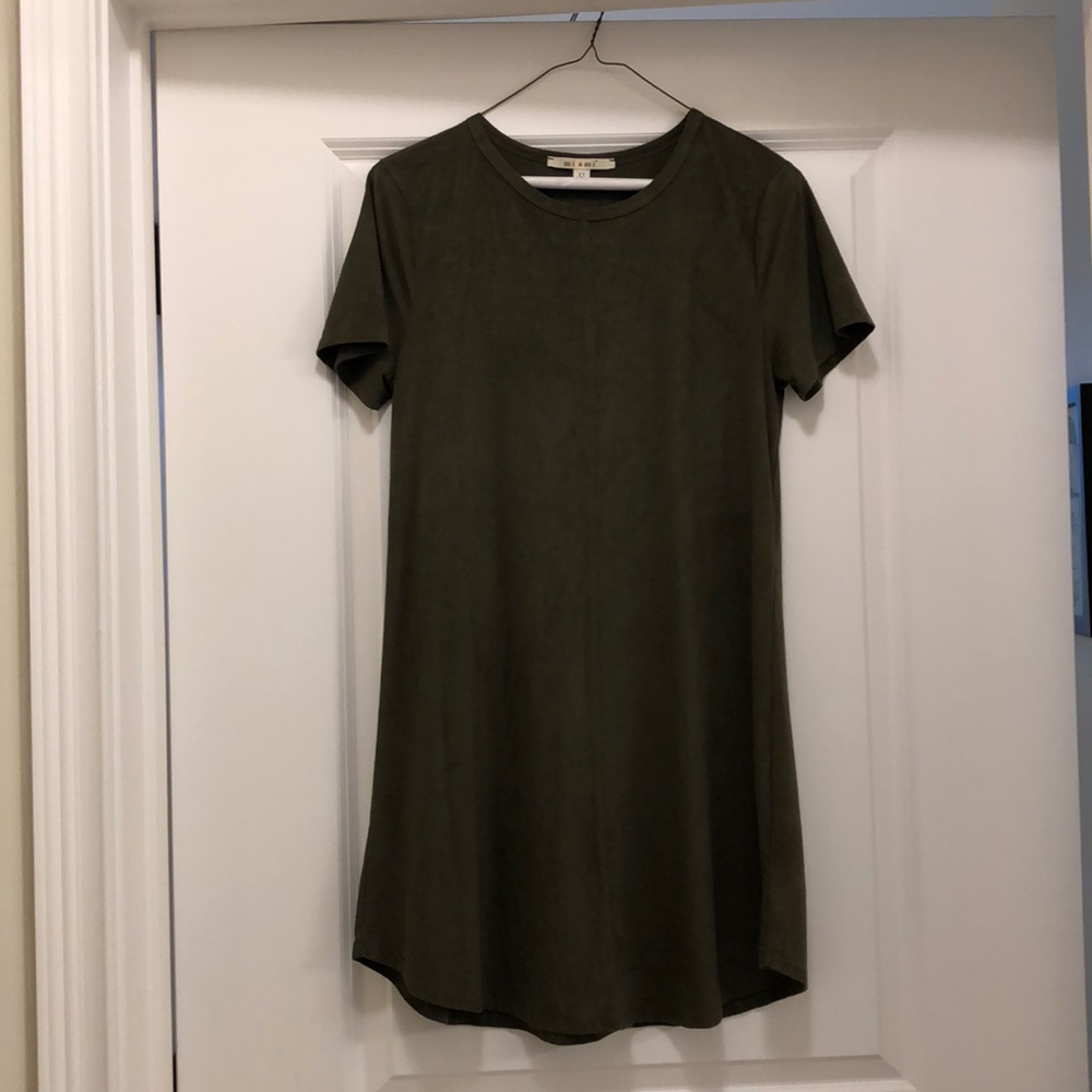 Olive green suede dress from boutique